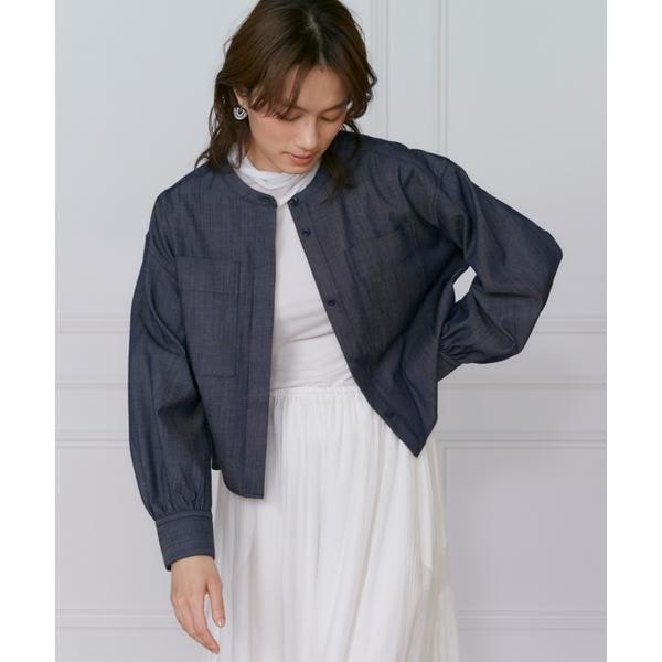 イネド（INED）/《大きいサイズ》デニム風ブラウス