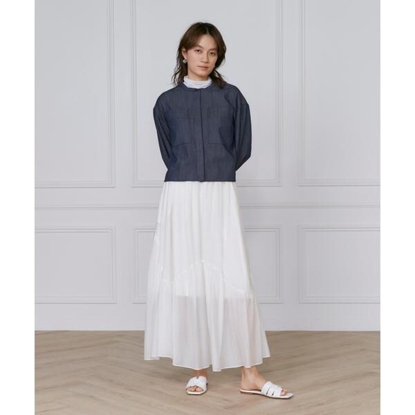 イネド（INED）/《大きいサイズ》デニム風ブラウス