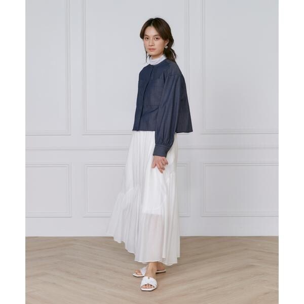 イネド（INED）/《大きいサイズ》デニム風ブラウス