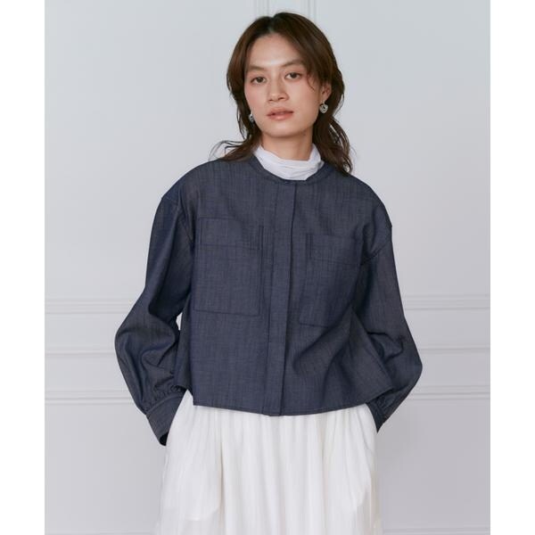 イネド（INED）/《大きいサイズ》デニム風ブラウス