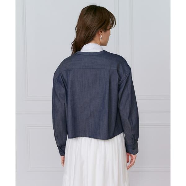 イネド（INED）/《大きいサイズ》デニム風ブラウス
