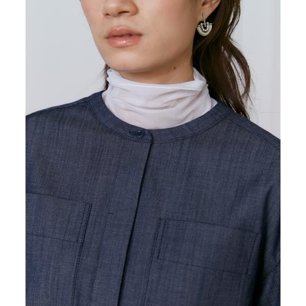 イネド（INED）/《大きいサイズ》デニム風ブラウス