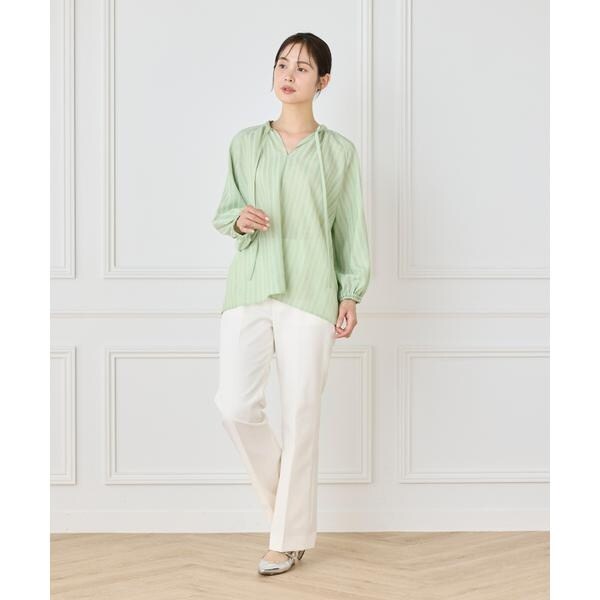 イネド（INED）/《大きいサイズ》からみ織ブラウス