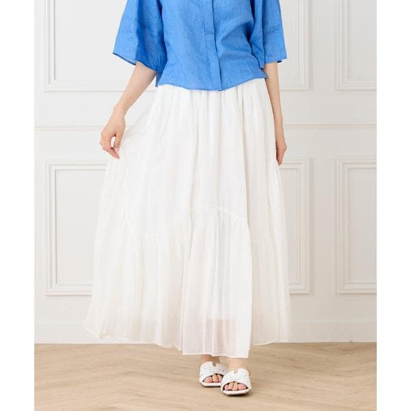 イネド（INED）/《大きいサイズ》アシンメトリー切り替えギャザースカート