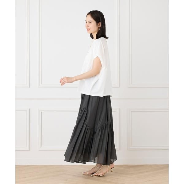 イネド（INED）/《大きいサイズ》アシンメトリー切り替えギャザースカート