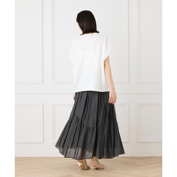 イネド（INED）/《大きいサイズ》アシンメトリー切り替えギャザースカート