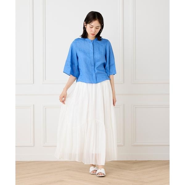 イネド（INED）/《大きいサイズ》アシンメトリー切り替えギャザースカート