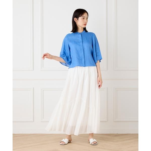 イネド（INED）/《大きいサイズ》アシンメトリー切り替えギャザースカート