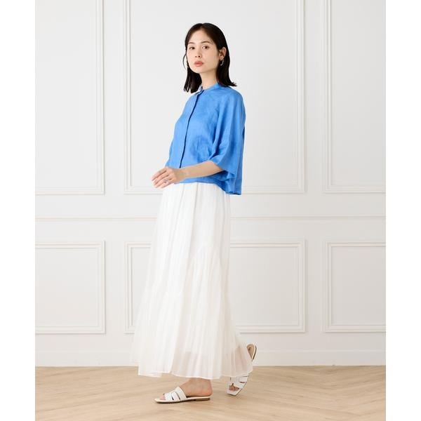 イネド（INED）/《大きいサイズ》アシンメトリー切り替えギャザースカート
