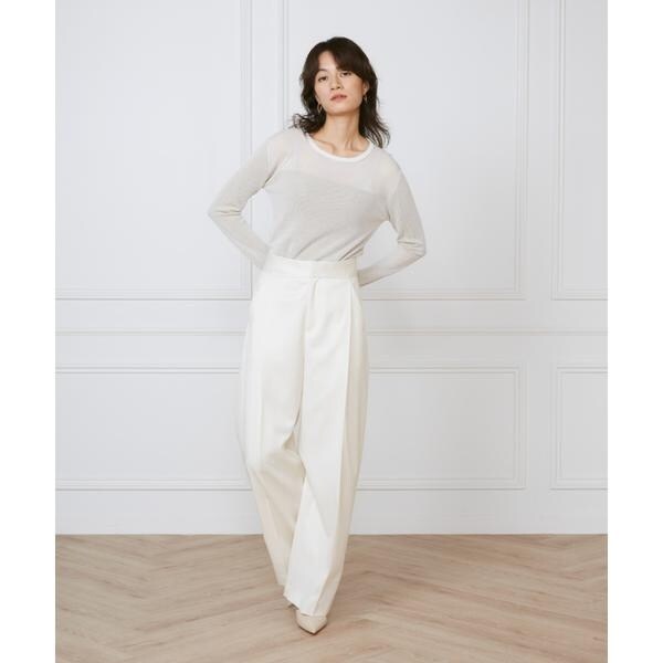 イネド（INED）/《大きいサイズ》タックワイドパンツ《la veille by SUPERIOR CLOSET》