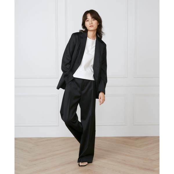 イネド（INED）/《大きいサイズ》タックワイドパンツ《la veille by SUPERIOR CLOSET》