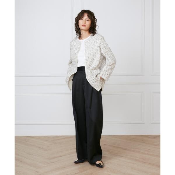 イネド（INED）/《大きいサイズ》タックワイドパンツ《la veille by SUPERIOR CLOSET》