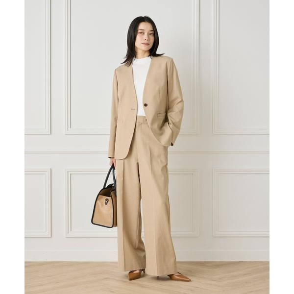 イネド（INED）/《大きいサイズ》綿麻ノーカラージャケット