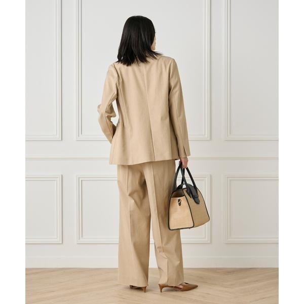 イネド（INED）/《大きいサイズ》綿麻ノーカラージャケット