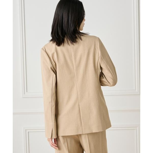 イネド（INED）/《大きいサイズ》綿麻ノーカラージャケット