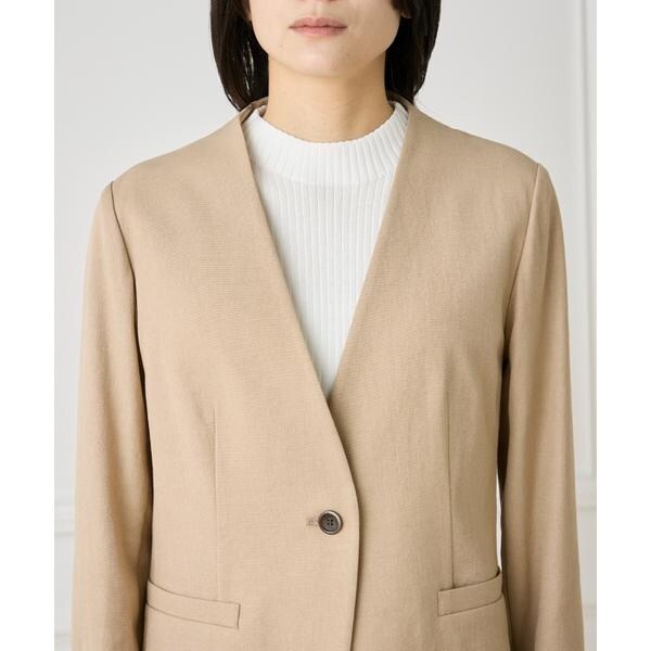 イネド（INED）/《大きいサイズ》綿麻ノーカラージャケット