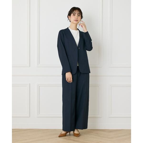 イネド（INED）/《大きいサイズ》綿麻ノーカラージャケット