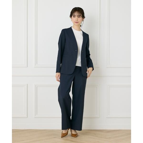 イネド（INED）/《大きいサイズ》綿麻ノーカラージャケット