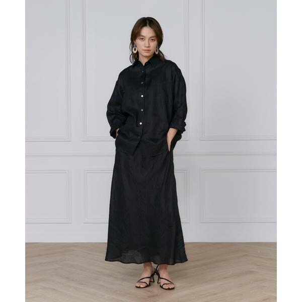 イネド（INED）/《大きいサイズ》リネンバイヤススカート