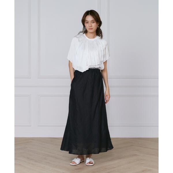 イネド（INED）/《大きいサイズ》リネンバイヤススカート