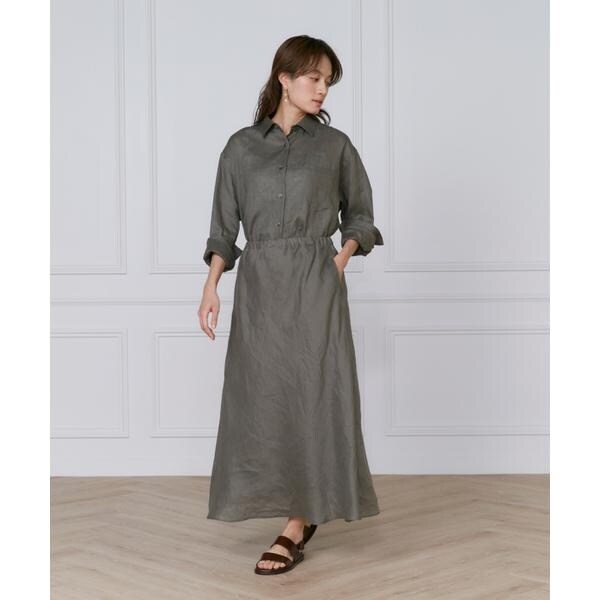 イネド（INED）/《大きいサイズ》リネンバイヤススカート