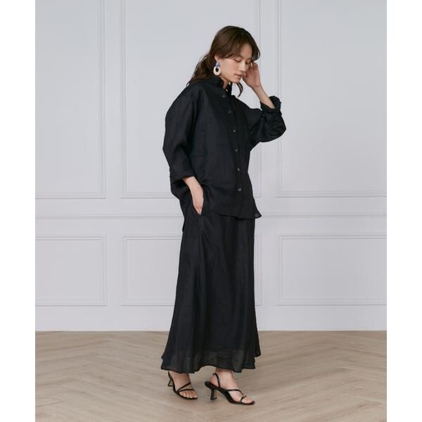 イネド（INED）/《大きいサイズ》リネンバイヤススカート