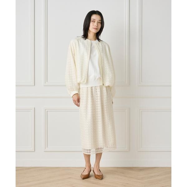 イネド（INED）/《大きいサイズ》ラグランレースブルゾン