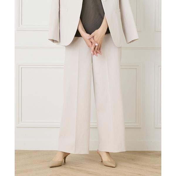 イネド（INED）/《大きいサイズ》綿麻セミワイドパンツ