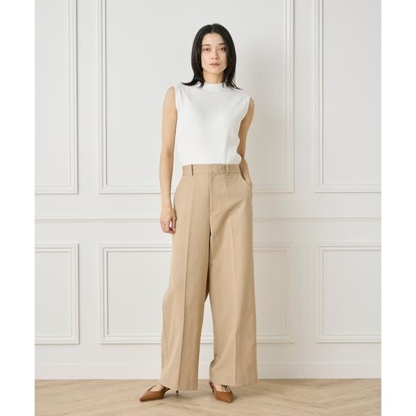 イネド（INED）/《大きいサイズ》綿麻セミワイドパンツ