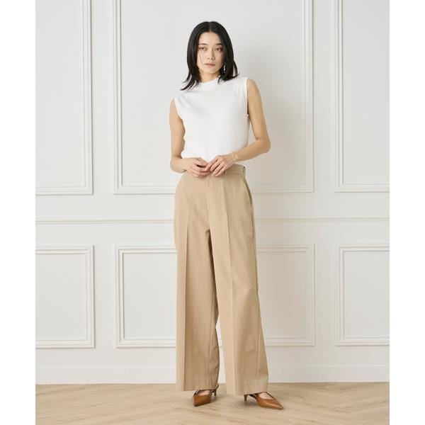 イネド（INED）/《大きいサイズ》綿麻セミワイドパンツ