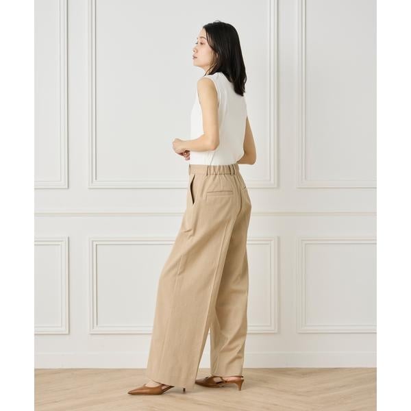 イネド（INED）/《大きいサイズ》綿麻セミワイドパンツ