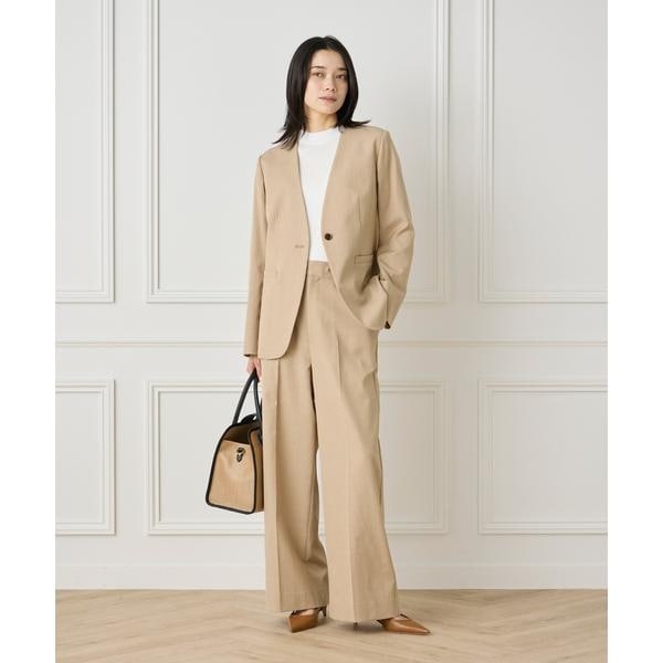 イネド（INED）/《大きいサイズ》綿麻セミワイドパンツ