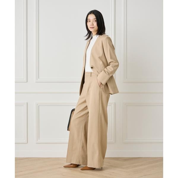 イネド（INED）/《大きいサイズ》綿麻セミワイドパンツ