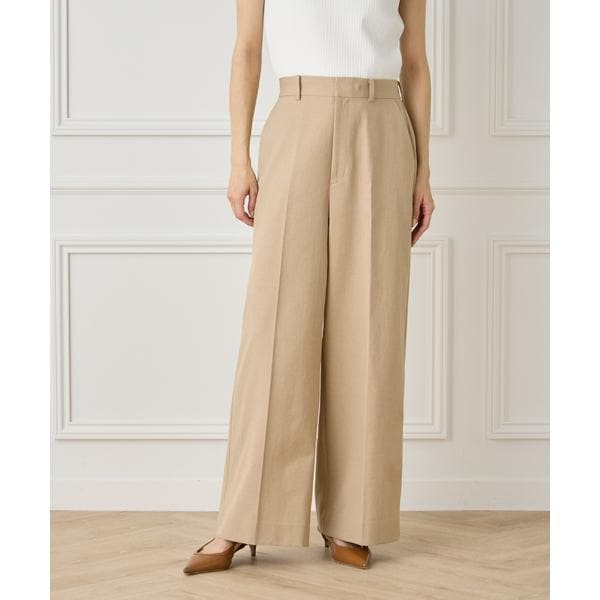 イネド（INED）/《大きいサイズ》綿麻セミワイドパンツ