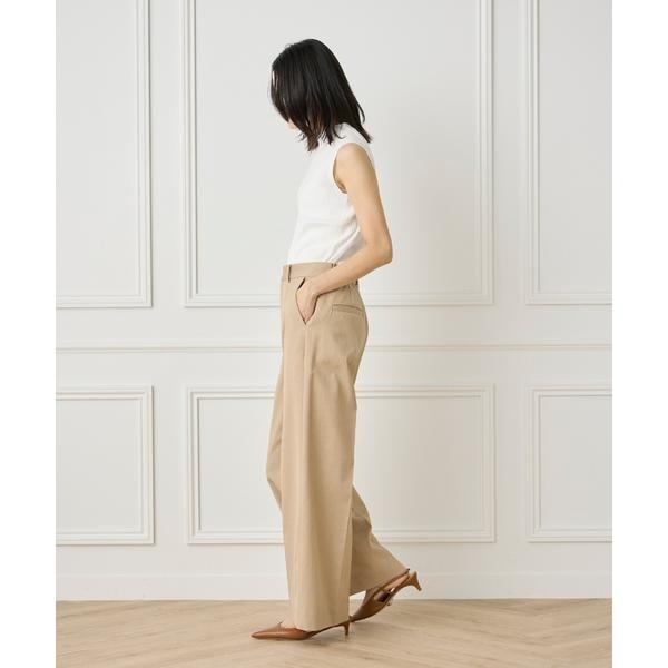 イネド（INED）/《大きいサイズ》綿麻セミワイドパンツ