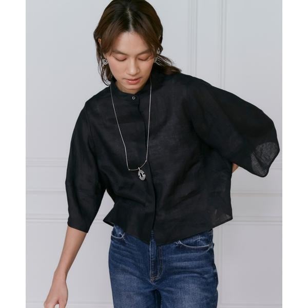 イネド（INED）/《大きいサイズ》リネンコクーンスリーブブラウス