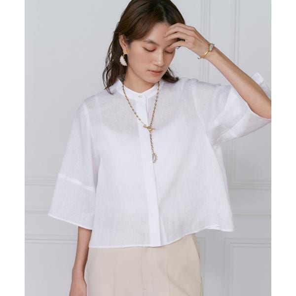 イネド（INED）/《大きいサイズ》リネンコクーンスリーブブラウス