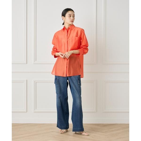 イネド（INED）/《大きいサイズ》《WEB限定カラー》オーガンジーシアーシャツ