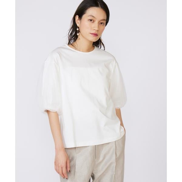 イネド（INED）/《大きいサイズ》袖チュールカットソー