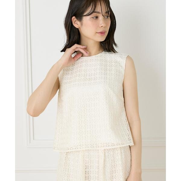 イネド（INED）/《大きいサイズ》ノースリーブレースブラウス