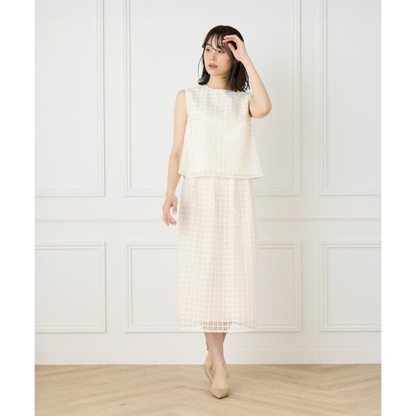 イネド（INED）/《大きいサイズ》ノースリーブレースブラウス