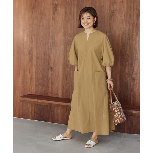 イネド（INED）/《大きいサイズ》ランタンスリーブワンピース《三尋木奈保コラボ》