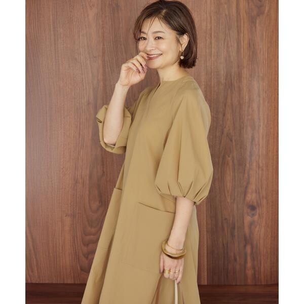 イネド（INED）/《大きいサイズ》ランタンスリーブワンピース《三尋木奈保コラボ》