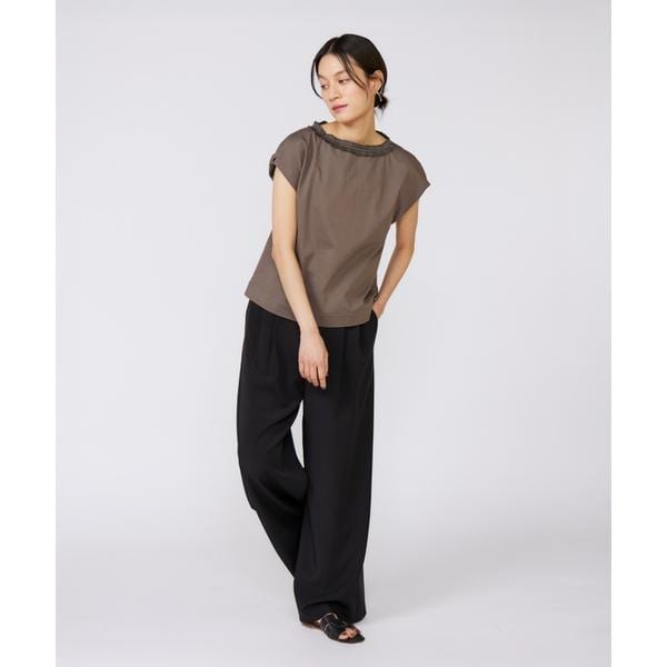 イネド（INED）/《大きいサイズ》タックフリルカットソー