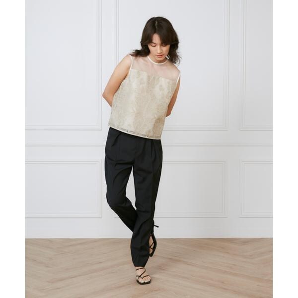 イネド（INED）/《大きいサイズ》フロントタックパンツ《la veille by SUPERIOR CLOSET》