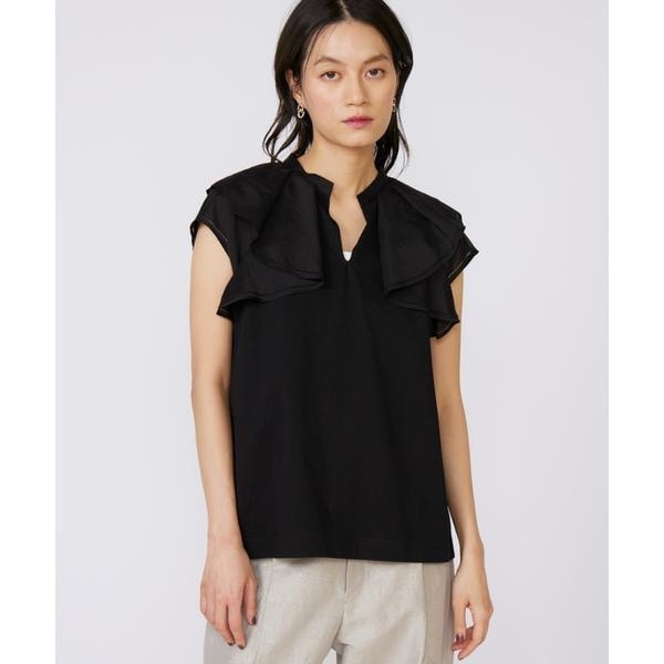 イネド（INED）/《大きいサイズ》ラッフルカラードッキングプルオーバー