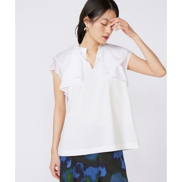 イネド（INED）/《大きいサイズ》ラッフルカラードッキングプルオーバー