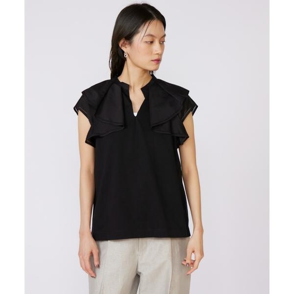 イネド（INED）/《大きいサイズ》ラッフルカラードッキングプルオーバー