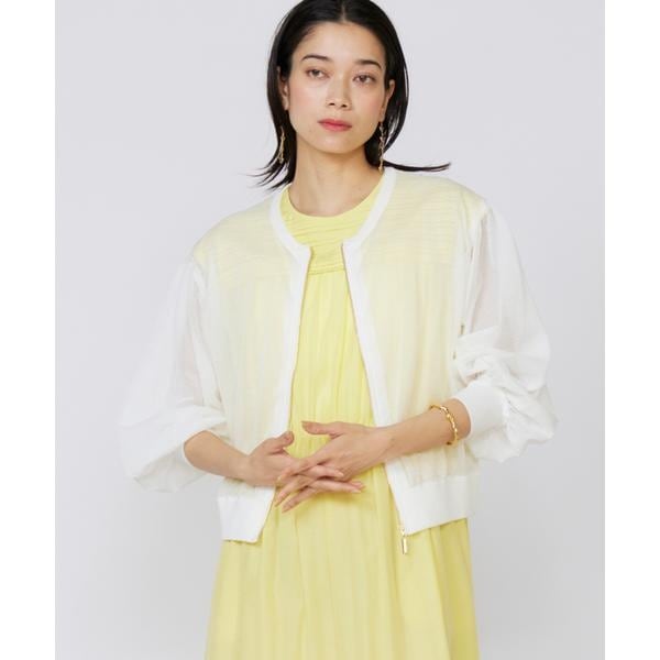 イネド（INED）/《大きいサイズ》シアーニットジップアップカーディガン