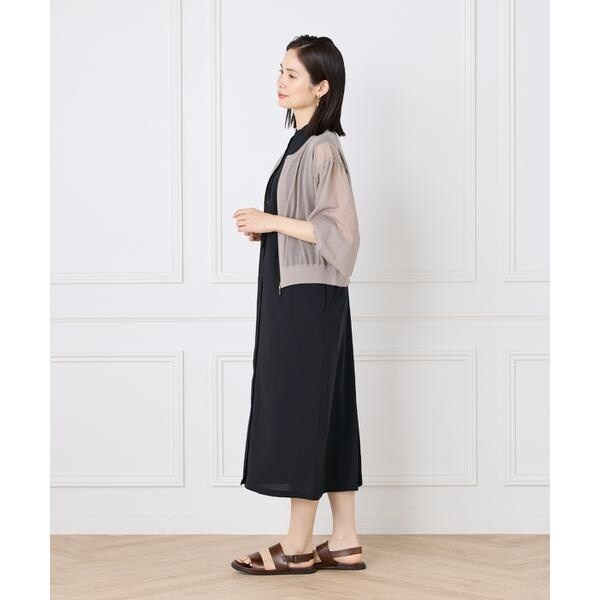 イネド（INED）/《大きいサイズ》シアーニットジップアップカーディガン